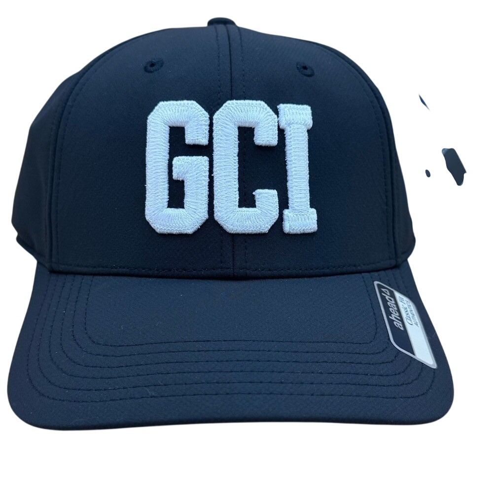 NWT Ahead brand GCI Black Baseball Cap,‎ hook and loop strap